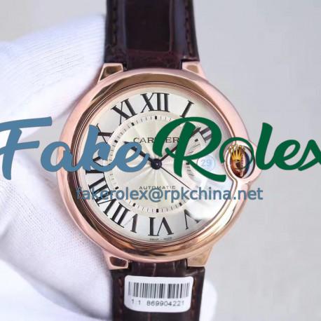 Replica Ballon Bleu De Cartier 42MM WGBB0017 V9 Rose Gold Silver Dial Swiss 2688-2