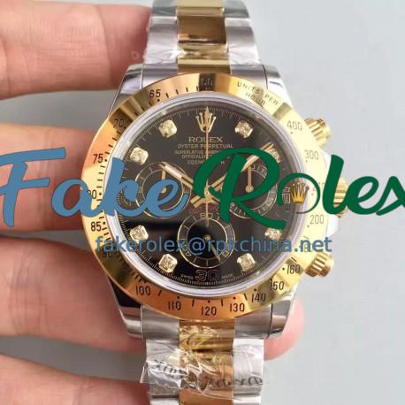 Replica Rolex Daytona Cosmograph 116503 JH Yellow Gold & Stainless Steel Black Dial Swiss 4130 Run 6@SEC