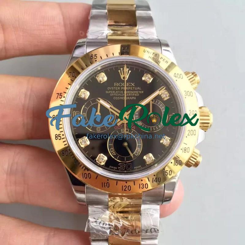 Replica Rolex Daytona Cosmograph 116503 JH Yellow Gold & Stainless Steel Black Dial Swiss 4130 Run 6@SEC