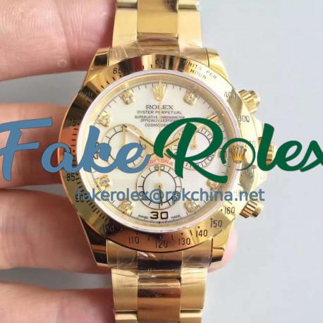 Replica Rolex Daytona Cosmograph 116508 JH Yellow Gold White Dial Dial Swiss 4130 Run 6@SEC