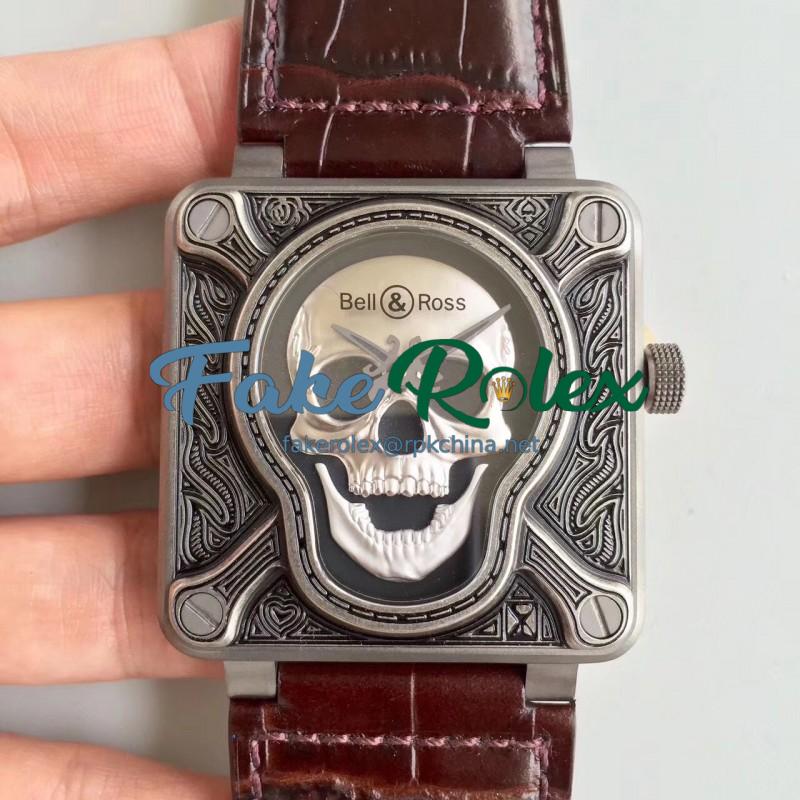 Replica Bell & Ross BR 01 Burning Skull N Stainless Steel Black Dial M9015