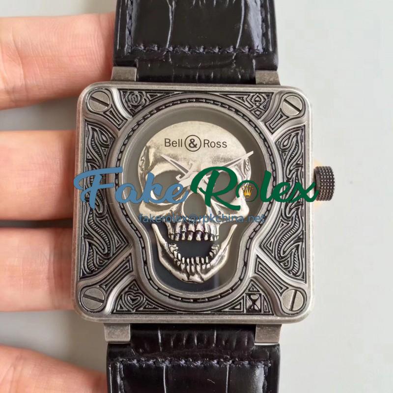 Replica Bell & Ross BR 01 Burning Skull N Stainless Steel Black Dial M9015