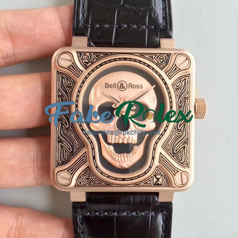 Replica Bell & Ross BR 01 Skull Bronze N Bronze Black Dial M9015