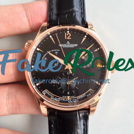 Replica Jaeger-LeCoultre Master Geographic Gold 1422521 BF Rose Gold Black Dial Swiss Caliber 939A/1