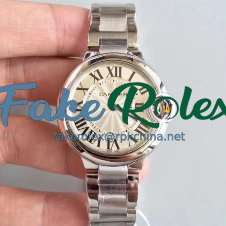 Replica Ballon Bleu De Cartier W6920084 33MM V6 Stainless Steel Silver Dial Swiss Quartz