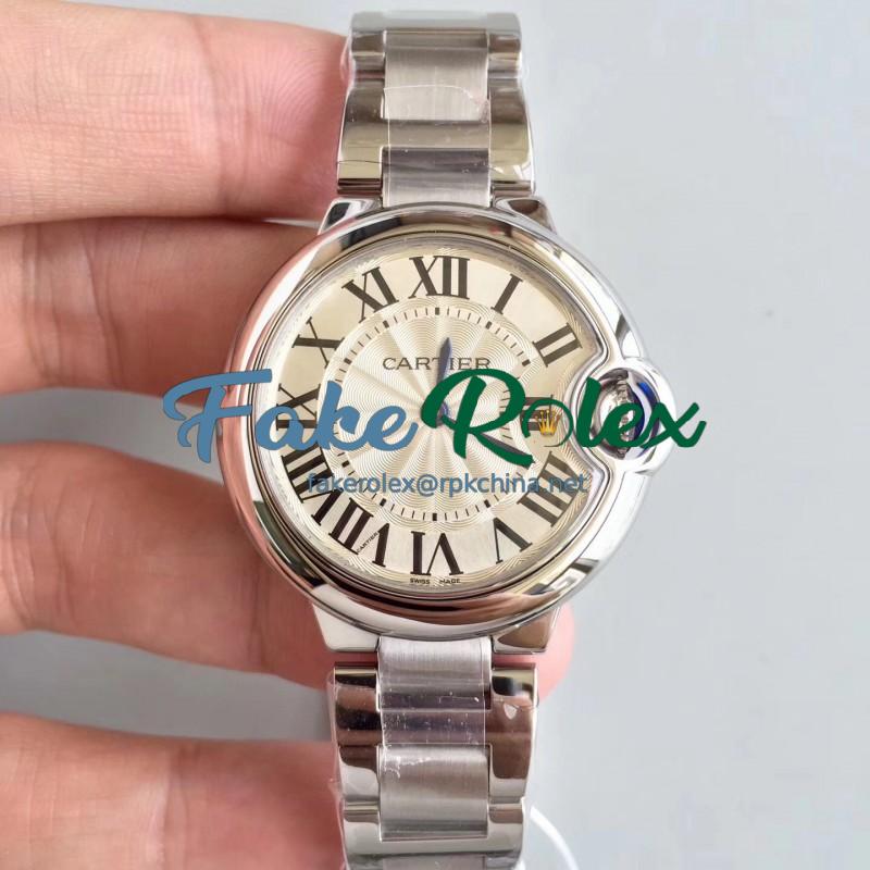 Replica Ballon Bleu De Cartier W6920084 33MM V6 Stainless Steel Silver Dial Swiss Quartz