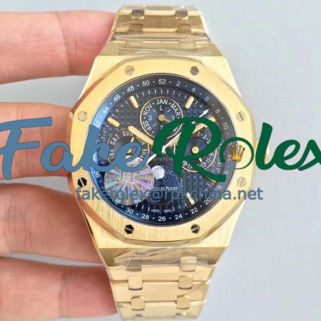 Replica Audemars Piguet Royal Oak Perpetual Calendar 41MM 26574BA.OO.1220BA.01 JF Yellow Gold Blue Dial Swiss 5134