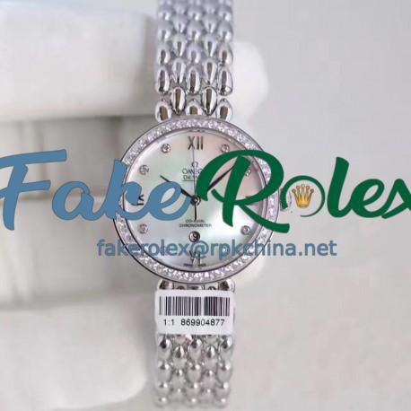 Replica Omega De Ville Dewdrop 424.55.33.20.55.007 XF StainlessSteel & Diamonds Mother Of Pearl Dial Swiss 8520