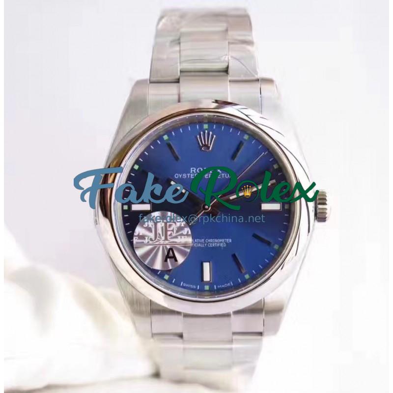 Replica Rolex Oyster Perpetual 39 114300 JF Stainless Steel Blue Dial Swiss 3132