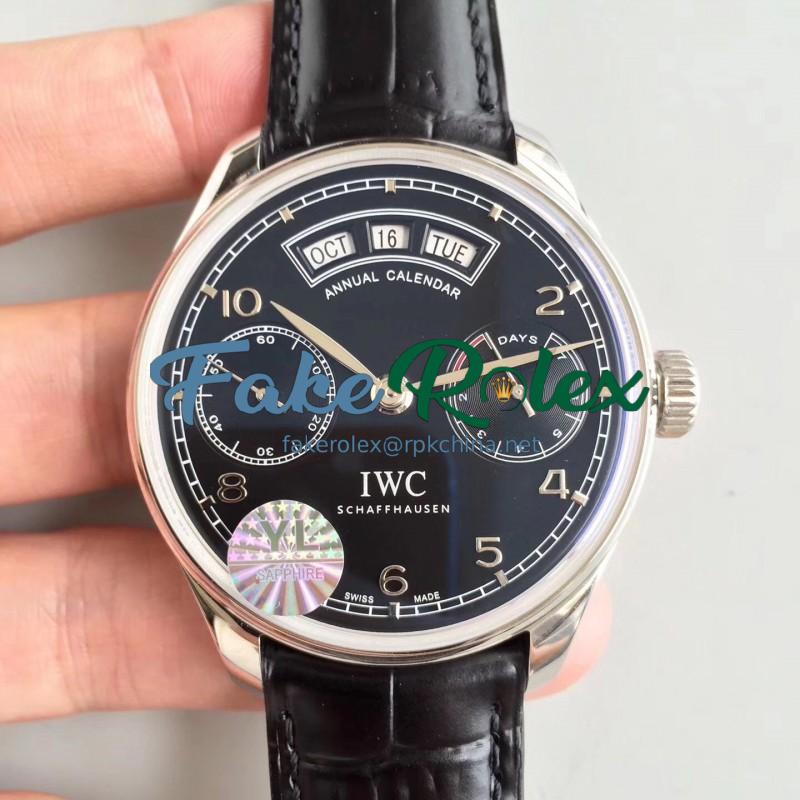 Replica IWC Portugieser Annual Calendar IW503502 YL Stainless Steel Black Dial Swiss 52850