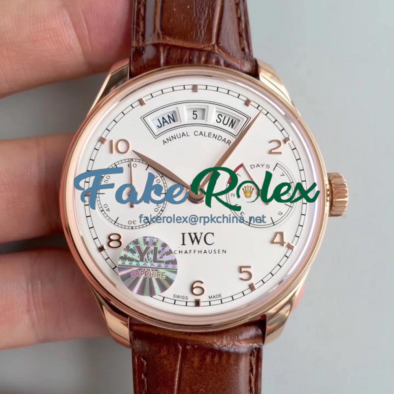 Replica IWC Portugieser Annual Calendar IW503504 YL Rose Gold White Dial Swiss 52850