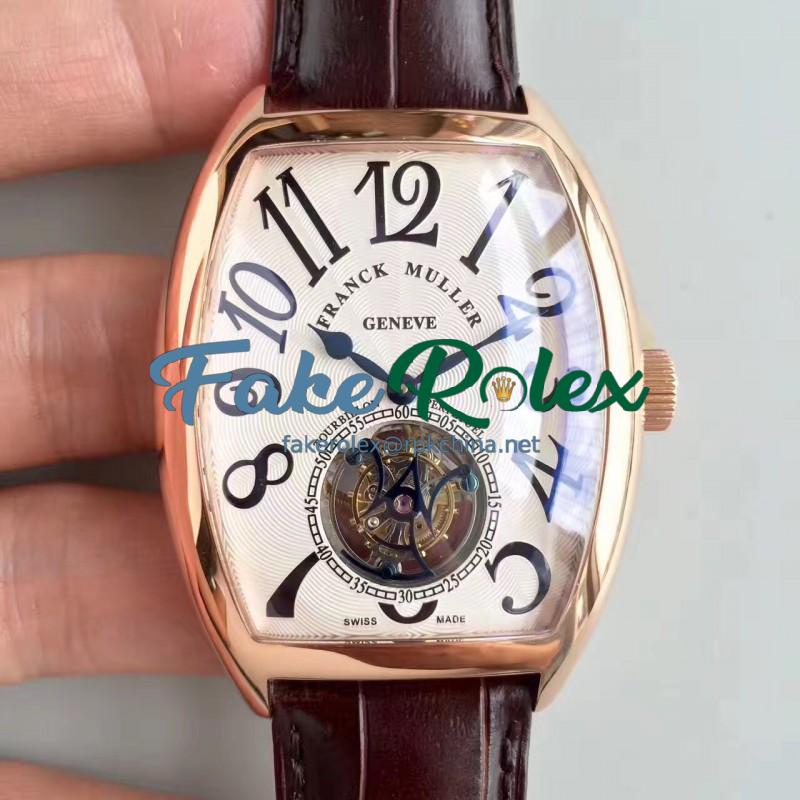 Replica Franck Muller Cintree Curvex Imperial Tourbillon 8880 T LH Rose Gold White Dial Swiss Tourbillon