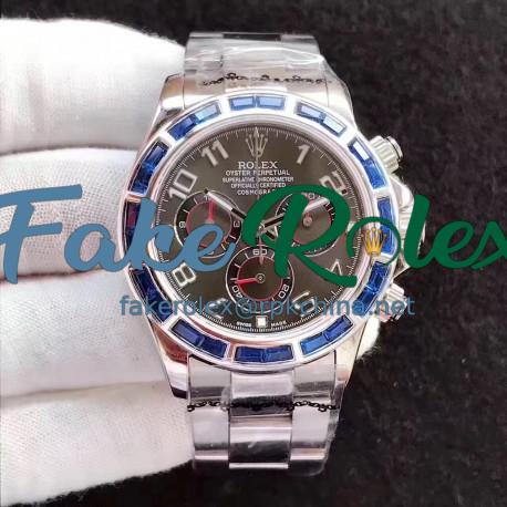 Replica Rolex Daytona Cosmograph 116599 JF Stainless Steel & Diamonds Anthracite Dial Swiss 7750 Run 6@SEC