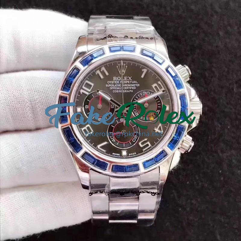 Replica Rolex Daytona Cosmograph 116599 JF Stainless Steel & Diamonds Anthracite Dial Swiss 7750 Run 6@SEC