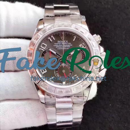 Replica Rolex Daytona Cosmograph 116599 JF Stainless Steel & Diamonds Anthracite Dial Swiss 7750 Run 6@SEC