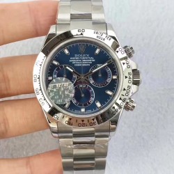 Replica Rolex Daytona Cosmograph 116509 JF Stainless Steel Blue Dial Swiss 7750 Run 6@SEC