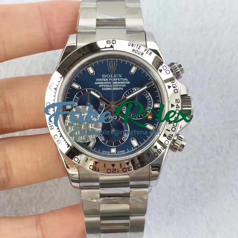 Replica Rolex Daytona Cosmograph 116509 JF Stainless Steel Blue Dial Swiss 7750 Run 6@SEC