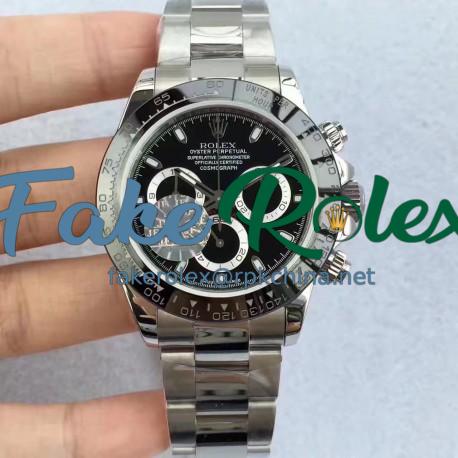 Replica Rolex Daytona Cosmograph 116500LN JF Stainless Steel Black Dial Swiss 7750 Run 6@SEC