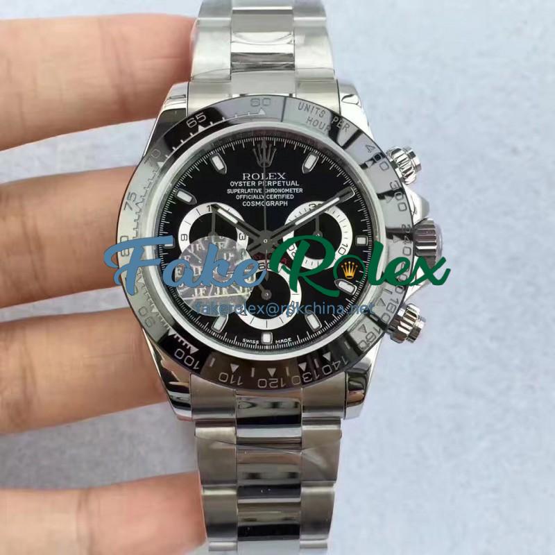 Replica Rolex Daytona Cosmograph 116500LN JF Stainless Steel Black Dial Swiss 7750 Run 6@SEC