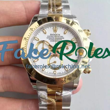 Replica Rolex Daytona Cosmograph 116503 JF Stainless Steel & Yellow Gold White Dial Swiss 7750 Run 6@SEC