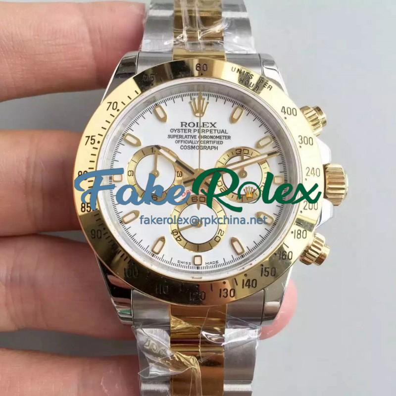 Replica Rolex Daytona Cosmograph 116503 JF Stainless Steel & Yellow Gold White Dial Swiss 7750 Run 6@SEC