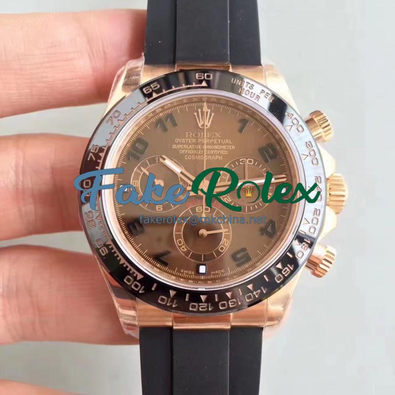 Replica Rolex Daytona Cosmograph 116515LN N Rose Gold Chocolate Dial Swiss 7750 Run 6@SEC