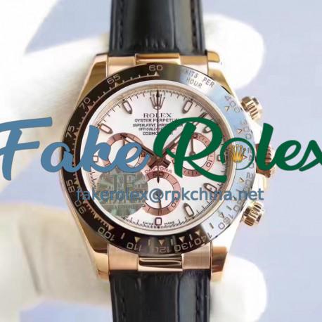 Replica Rolex Daytona Cosmograph 116515LN JF Rose Gold White Dial Swiss 7750 Run 6@SEC