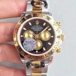 Replica Rolex Daytona Cosmograph 116503 JF Stainless Steel & Yellow Gold Black & Champagne Dial Swiss 7750 Run 6@SEC