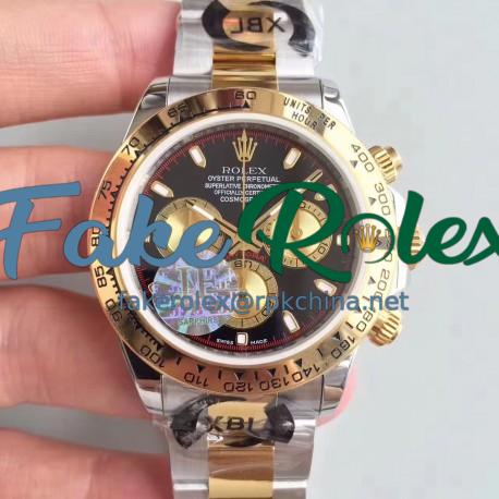 Replica Rolex Daytona Cosmograph 116503 JF Stainless Steel & Yellow Gold Black & Champagne Dial Swiss 7750 Run 6@SEC