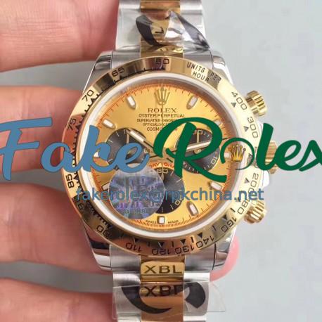 Replica Rolex Daytona Cosmograph 116503 JF Stainless Steel & Yellow Gold Champagne & Black Dial Swiss 7750 Run 6@SEC