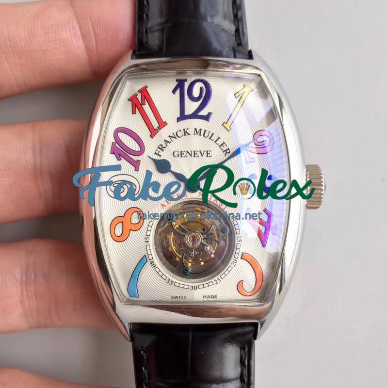 Replica Franck Muller Crazy Color Dreams Tourbillon 8880 LH Stainless Steel White Dial Swiss Tourbillon