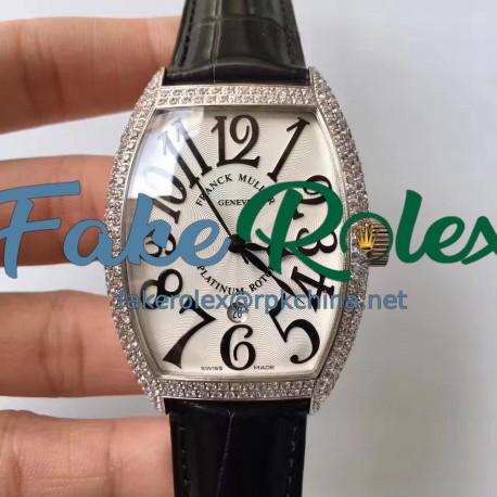 Replica Franck Muller 7880 SC DT Platinum Rotor ZX Stainless Steel & Diamonds White Dial Swiss 2824-2