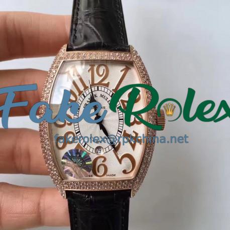 Replica Franck Muller 8880 SC DT Platinum Rotor ZX Rose Gold & Diamonds White Dial Swiss 2824-2