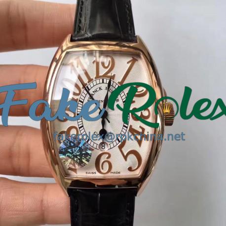 Replica Franck Muller Cintree Curvex 9880 SC DT REL ZX Rose Gold White Dial Swiss 2824-2