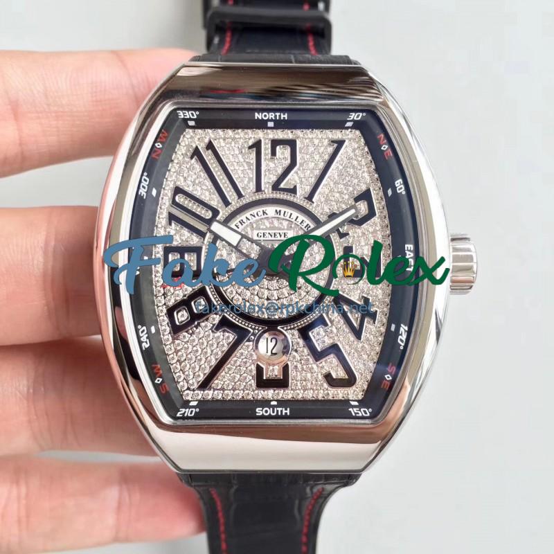 Replica Franck Muller Vanguard V45 N Stainless Steel Diamond Dial Swiss 2824-2