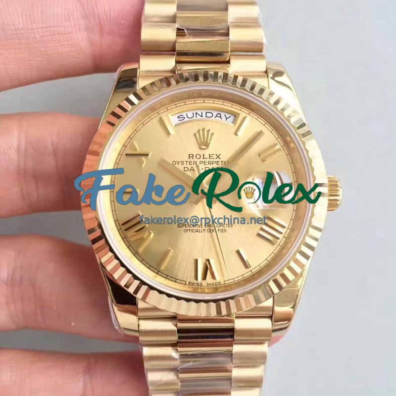 Replica Rolex Day-Date 40 228238 N Yellow Gold Champagne Dial Swiss 3255