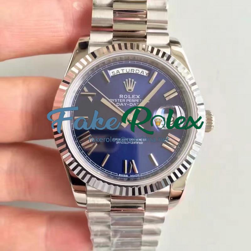 Replica Rolex Day-Date 40 228239 N Stainless Steel Blue Dial Swiss 3255