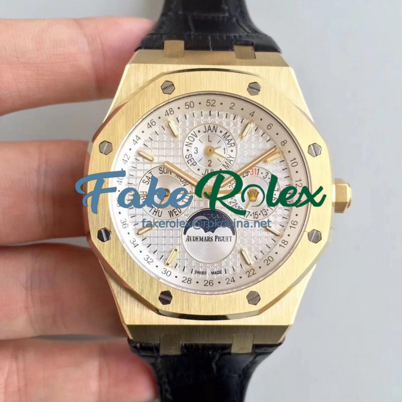 Replica Audemars Piguet Royal Oak Perpetual Calendar 41MM 26574BA.OO.1220BA.01 BF Yellow Gold Silver Dial Swiss 5134