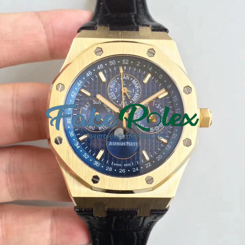 Replica Audemars Piguet Royal Oak Perpetual Calendar 41MM 26574BA.OO.1220BA.01 BF Yellow Gold Blue Dial Swiss 5134