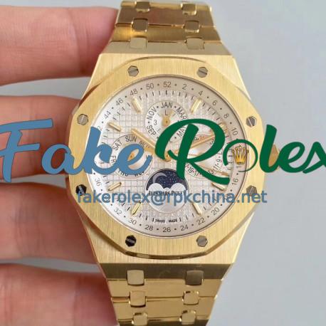 Replica Audemars Piguet Royal Oak Perpetual Calendar 41MM 26574BA.OO.1220BA.01 BF Yellow Gold Silver Dial Swiss 5134