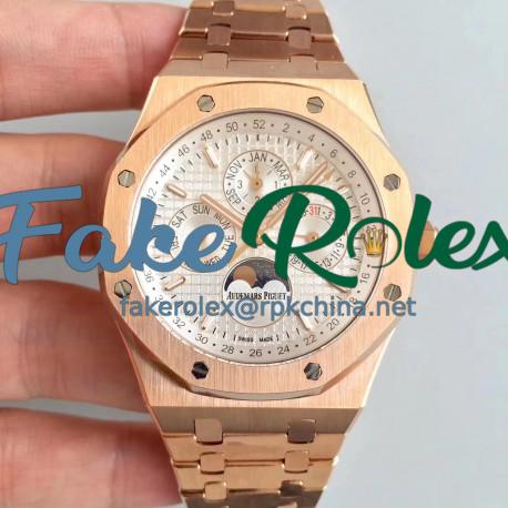 Replica Audemars Piguet Royal Oak Perpetual Calendar 41MM 26574OR.OO.1220OR.01 BF Rose Gold Silver Dial Swiss 5134