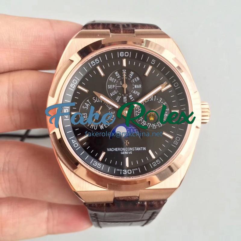 Replica Vacheron Constantin Overseas Ultra Thin Perpetual Calendar 4300V/120G-B102 BF Rose Gold Black Dial Swiss 1120 QP