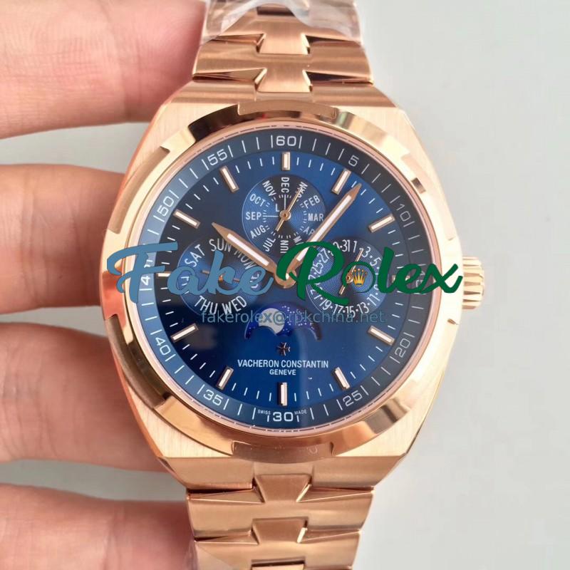 Replica Vacheron Constantin Overseas Ultra Thin Perpetual Calendar 4300V/120G-B102 BF Rose Gold Blue Dial Swiss 1120 QP