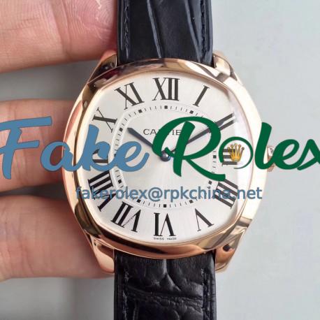 Replica Drive de Cartier Extra-Flat WGNM0006 N Rose Gold Silver Dial Swiss 2824-2