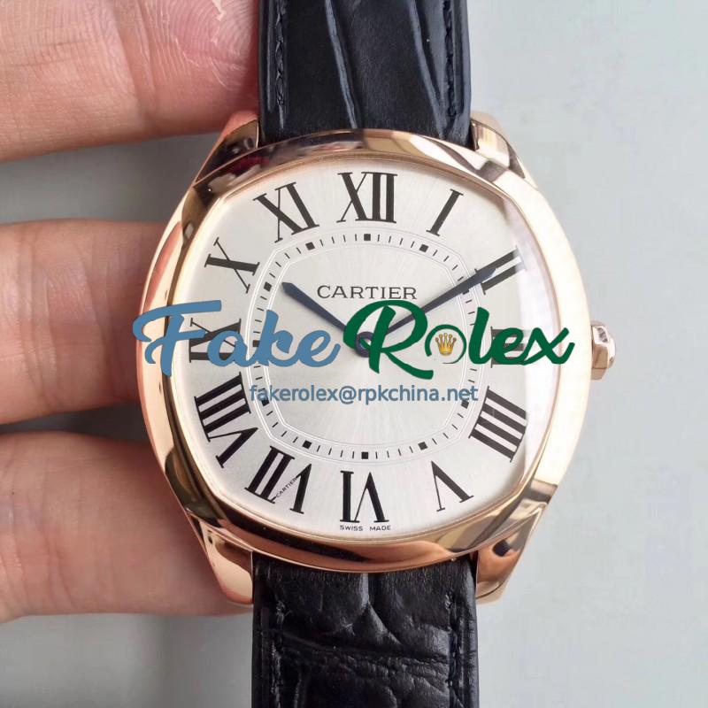 Replica Drive de Cartier Extra-Flat WGNM0006 N Rose Gold Silver Dial Swiss 2824-2