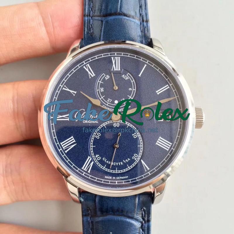 Replica Glashutte Original Senator Chronometer 1-58-01-05-34-30 N Stainless Steel Blue Dial Swiss 58-01