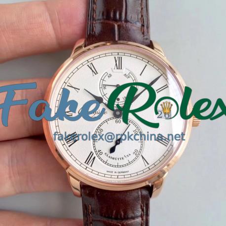 Replica Glashutte Original Senator Chronometer 1-58-01-01-01-04 N Rose Gold Silver Dial Swiss 58-01