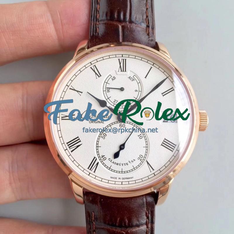 Replica Glashutte Original Senator Chronometer 1-58-01-01-01-04 N Rose Gold Silver Dial Swiss 58-01