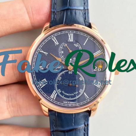 Replica Glashutte Original Senator Chronometer 1-58-01-01-01-04 N Rose Gold Blue Dial Swiss 58-01