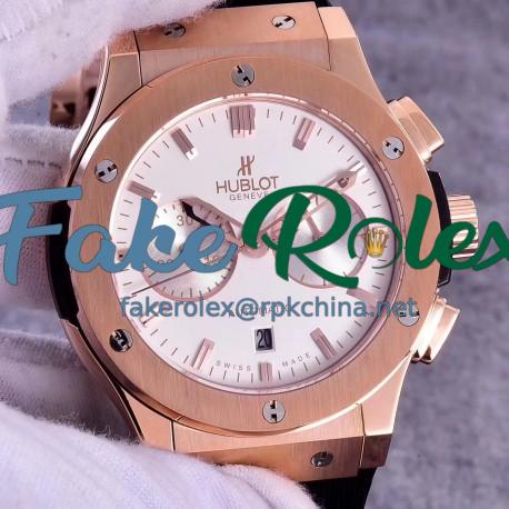 Replica Hublot Classic Fusion Chronograph King Gold Opalin 521.OX.2611.LR HBB V6 Rose Gold Silver Dial Swiss 7750